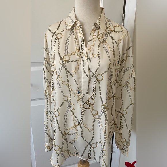 Mango Violeta- retro classic (silk like)blouse - Picture 2 of 8